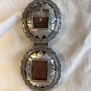 Brighton Concho Belt Silver/Brown Leather Small